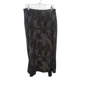 Vintage Y2K 90s XL Black Silver Texture Whimsigoth Ruffle Midi Skirt WitchyFairy